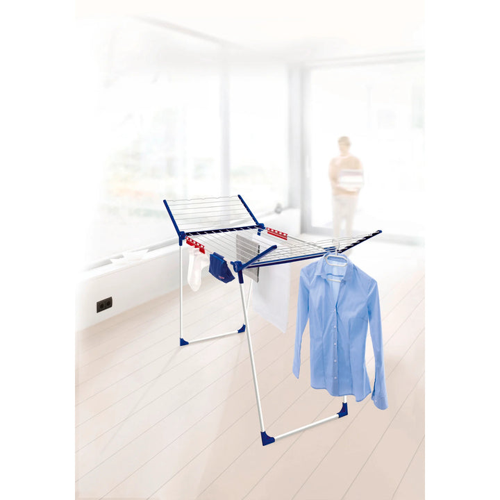 Asciugatrice Pegasus 200 Solid Comfort Leifheit, lunghezza dei fili 20 m, piedini antiscivolo, resistente alle intemperie, 2 ganci per biancheria, 81516