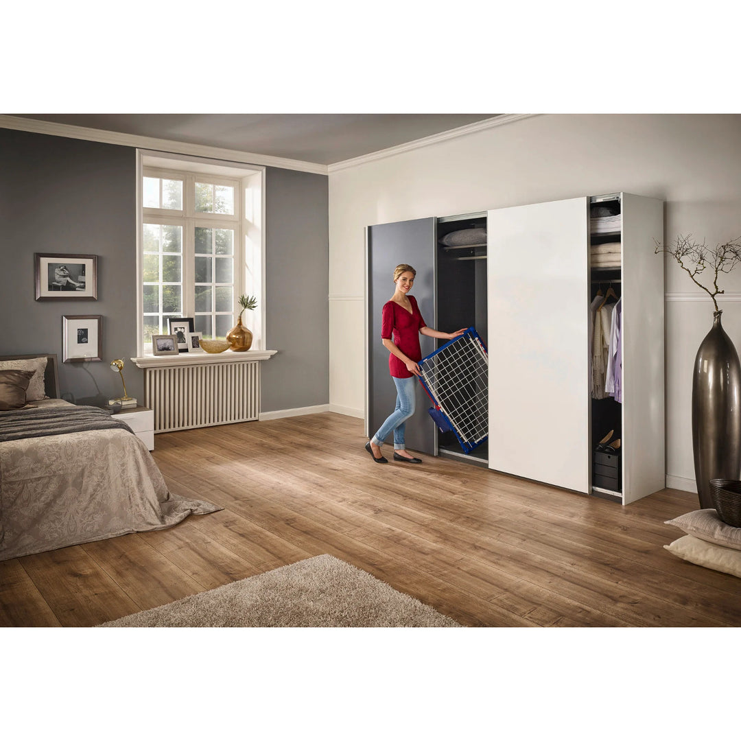 Stendibiancheria Pegasus 180 Solid Plus Leifheit, lunghezza dei fili 18 m, gambe parallele stabili, resistente alle intemperie, 2 ganci per biancheria, 81510