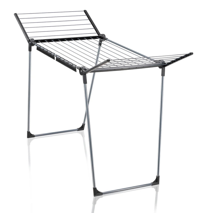 Stendibiancheria Pegasus 180 Solid Black Leifheit, lunghezza dei fili 18 m, gambe parallele stabili, resistente alle intemperie, 2 ganci per biancheria, 81589