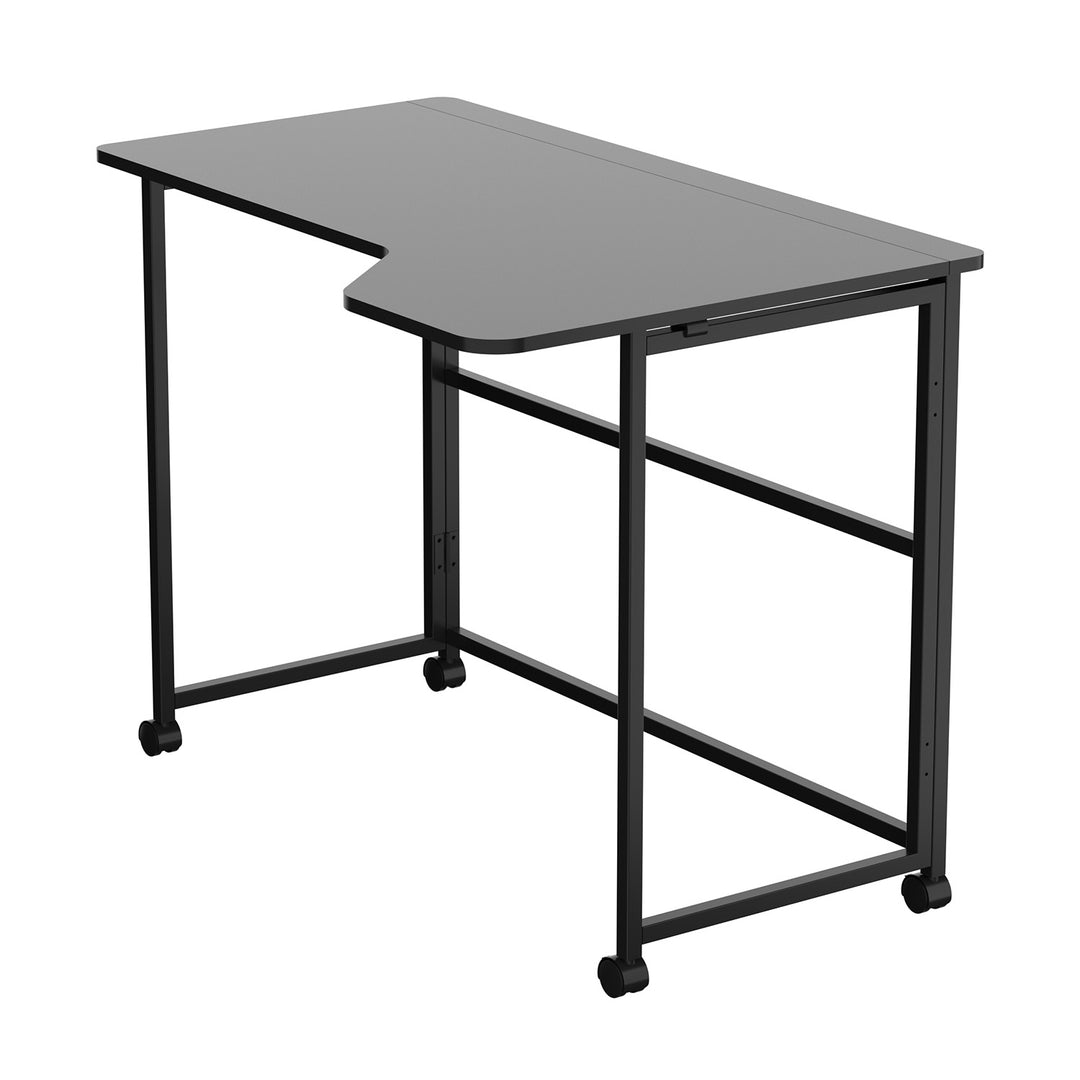 Scrivania pieghevole Maclean, nera, mobile, 100x65 cm, max. 50 kg, angolare, a forma di L, MC-1250 L/B