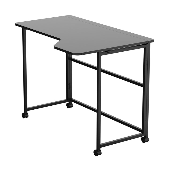 Scrivania pieghevole Maclean, nera, mobile, 100x65 cm, max. 50 kg, angolare, a forma di L, MC-1250 L/B