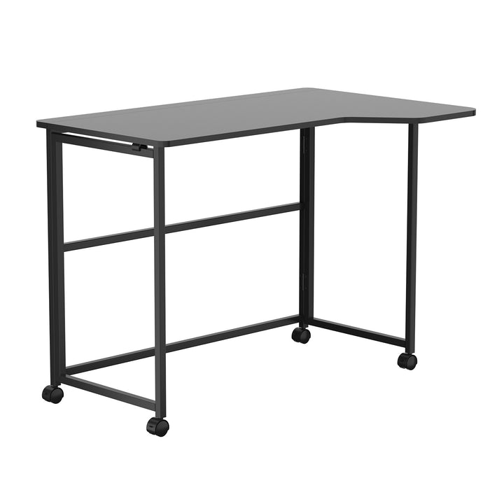 Scrivania pieghevole Maclean, nera, mobile, 100x65 cm, max. 50 kg, angolare, a forma di L, MC-1250 L/B
