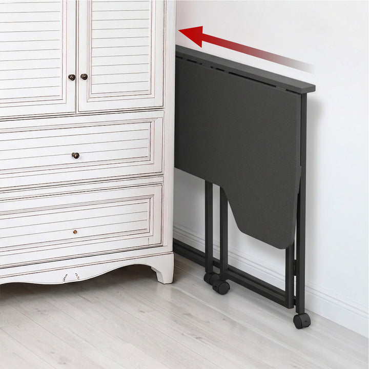 Scrivania pieghevole Maclean, nera, mobile, 100x65 cm, max. 50 kg, angolare, a forma di L, MC-1250 L/B