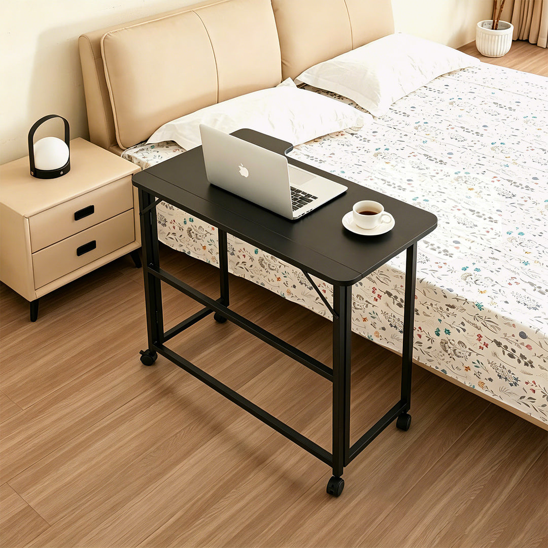 Scrivania pieghevole Maclean, nera, mobile, 100x65 cm, max. 50 kg, angolare, a forma di L, MC-1250 L/B