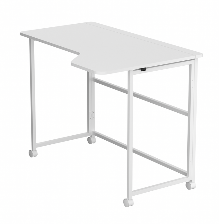Scrivania pieghevole Maclean, bianca, mobile, 100x65 cm, max. 50 kg, angolare, a forma di L, MC-1250 L/W