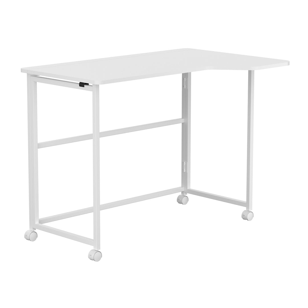 Scrivania pieghevole Maclean, bianca, mobile, 100x65 cm, max. 50 kg, angolare, a forma di L, MC-1250 L/W