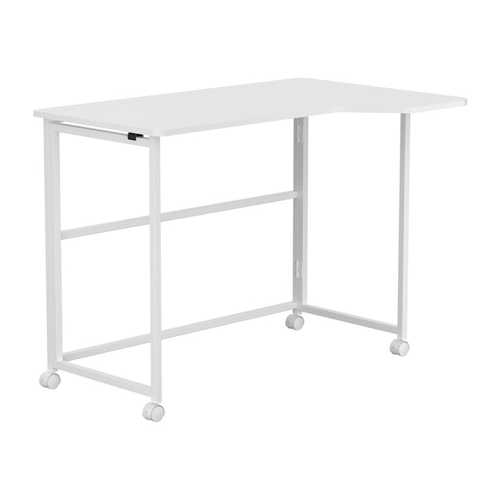 Scrivania pieghevole Maclean, bianca, mobile, 100x65 cm, max. 50 kg, angolare, a forma di L, MC-1250 L/W