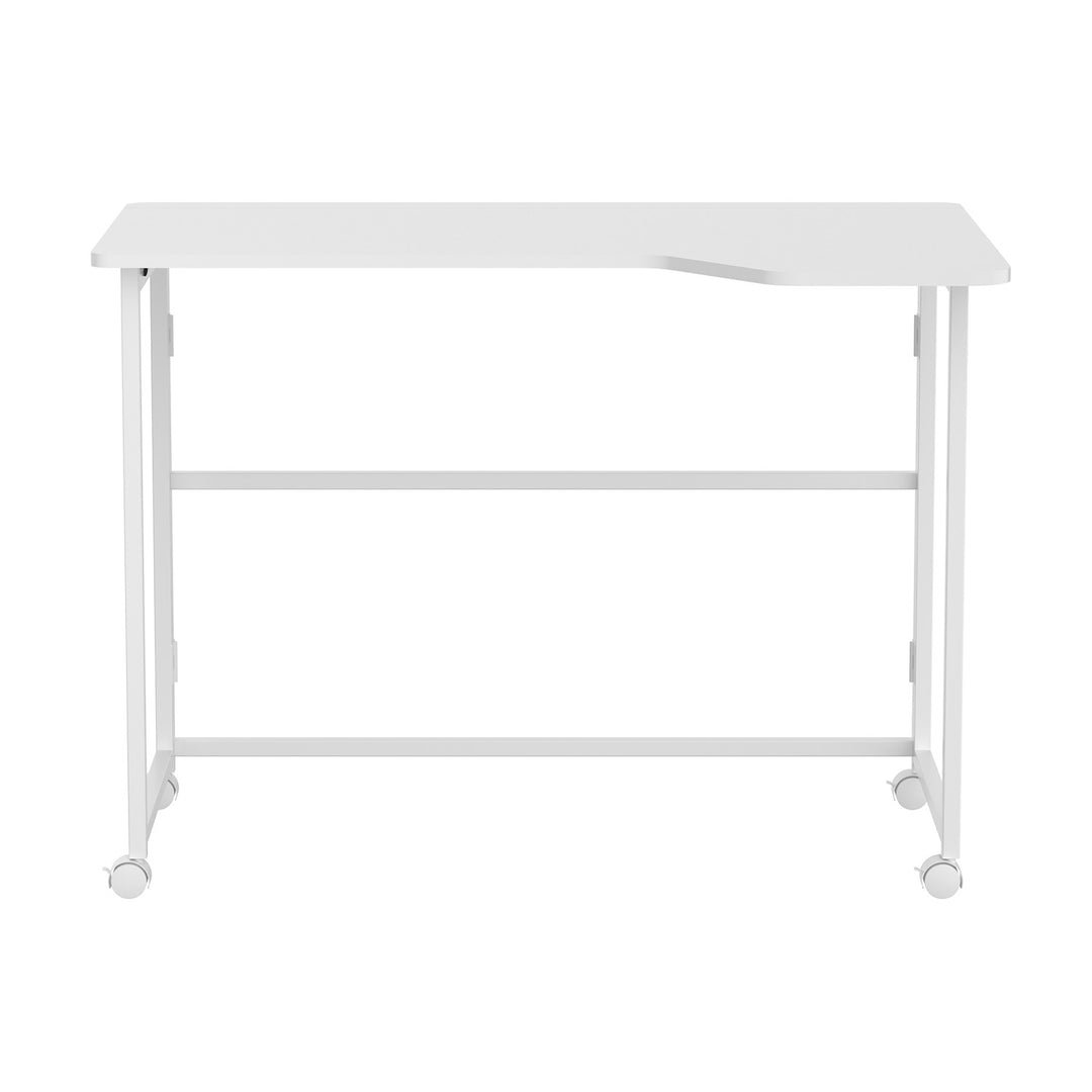 Scrivania pieghevole Maclean, bianca, mobile, 100x65 cm, max. 50 kg, angolare, a forma di L, MC-1250 L/W