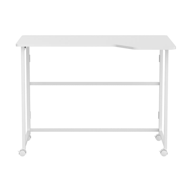 Scrivania pieghevole Maclean, bianca, mobile, 100x65 cm, max. 50 kg, angolare, a forma di L, MC-1250 L/W