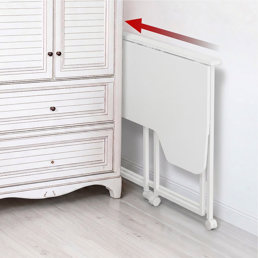 Scrivania pieghevole Maclean, bianca, mobile, 100x65 cm, max. 50 kg, angolare, a forma di L, MC-1250 L/W