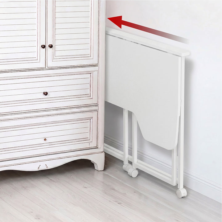 Scrivania pieghevole Maclean, bianca, mobile, 100x65 cm, max. 50 kg, angolare, a forma di L, MC-1250 L/W