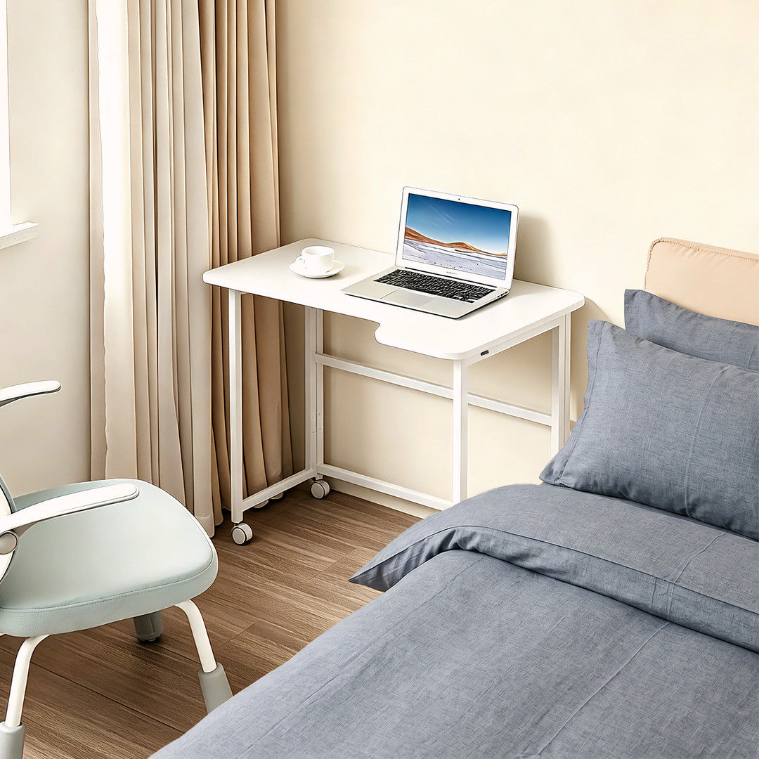 Scrivania pieghevole Maclean, bianca, mobile, 100x65 cm, max. 50 kg, angolare, a forma di L, MC-1250 L/W
