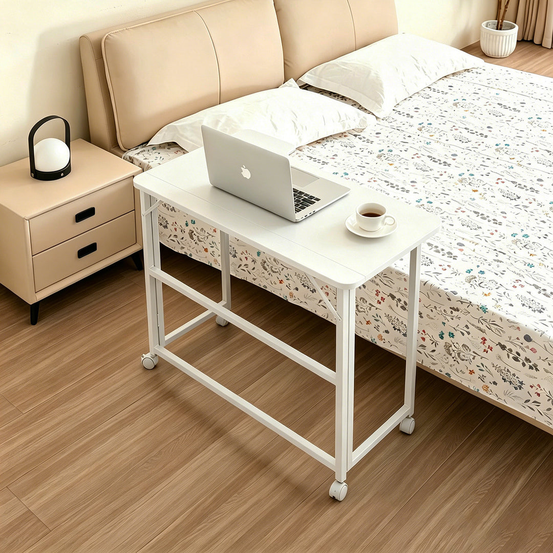 Scrivania pieghevole Maclean, bianca, mobile, 100x65 cm, max. 50 kg, angolare, a forma di L, MC-1250 L/W