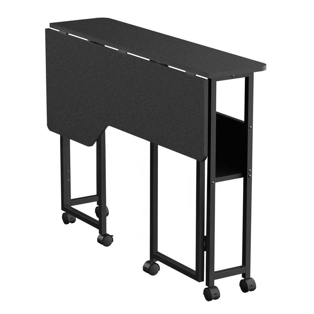 Scrivania/tavolino pieghevole Maclean, nero, mobile, 100x73 cm, max. 50 kg, angolare, a forma di L, MC-126 L/B