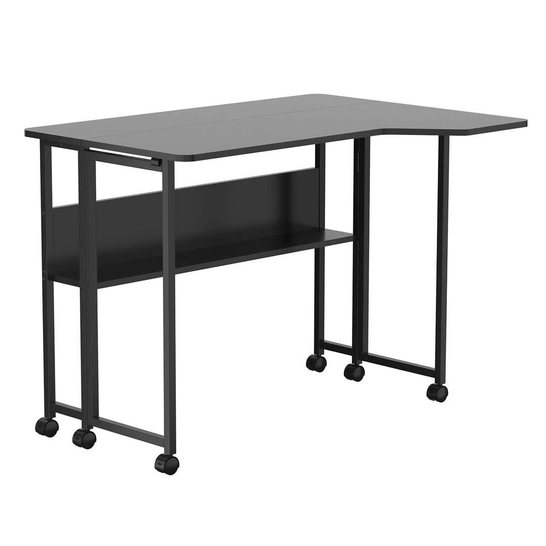 Scrivania/tavolino pieghevole Maclean, nero, mobile, 100x73 cm, max. 50 kg, angolare, a forma di L, MC-126 L/B