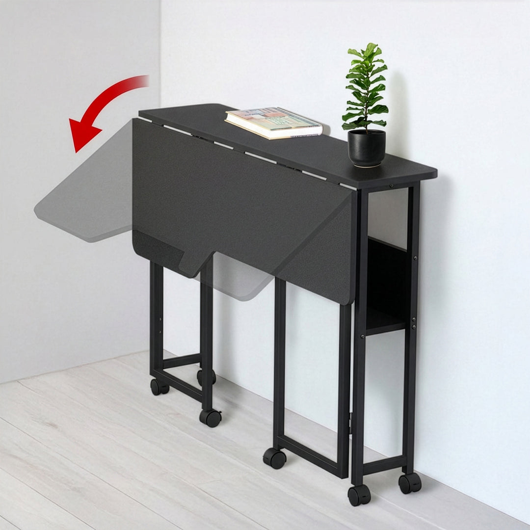 Scrivania/tavolino pieghevole Maclean, nero, mobile, 100x73 cm, max. 50 kg, angolare, a forma di L, MC-126 L/B
