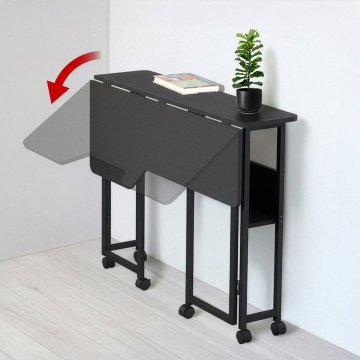 Scrivania/tavolino pieghevole Maclean, nero, mobile, 100x73 cm, max. 50 kg, angolare, a forma di L, MC-126 L/B