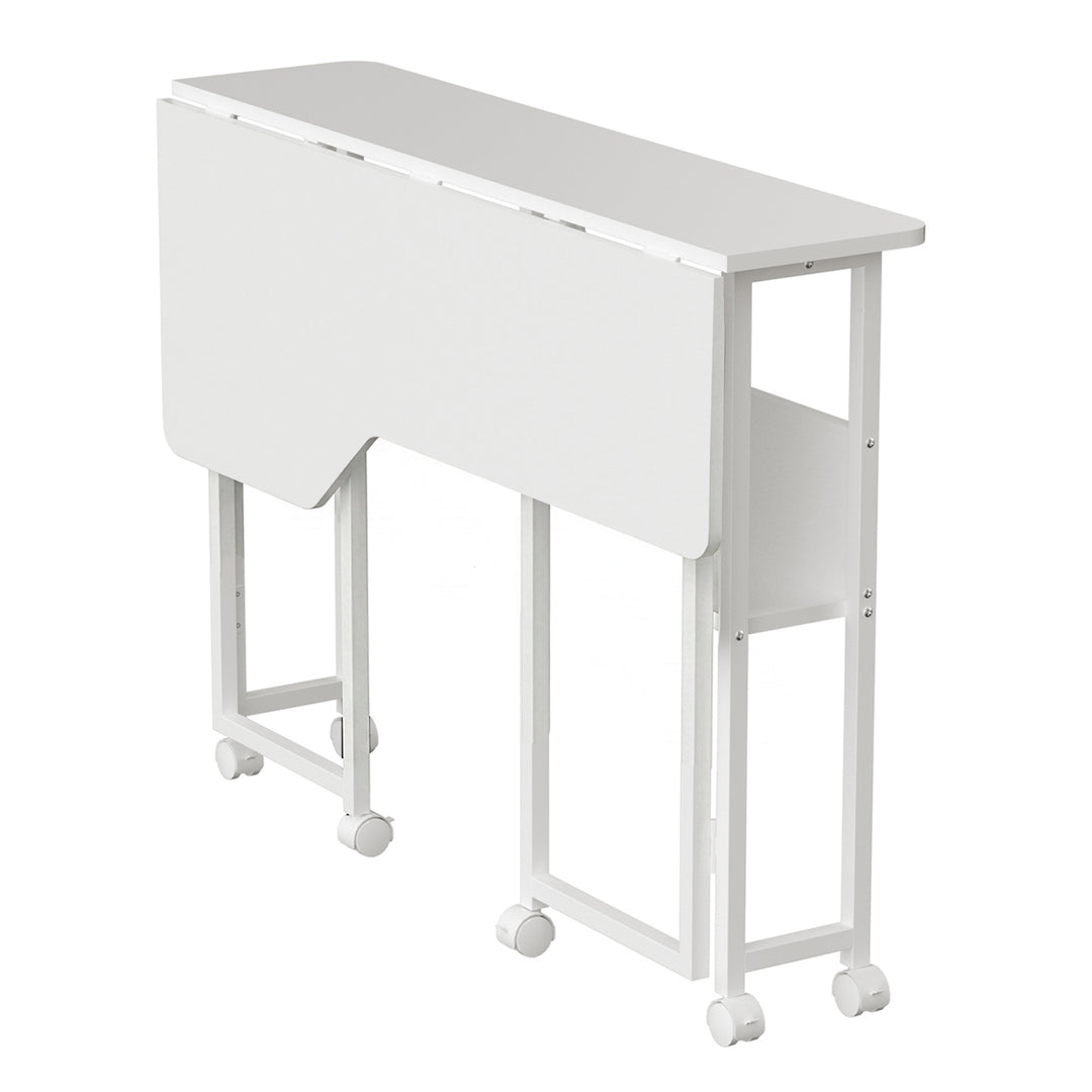 Scrivania/tavolino pieghevole Maclean, bianco, mobile, 100x73 cm, max. 50 kg, angolare, a forma di L, MC-126 L/W