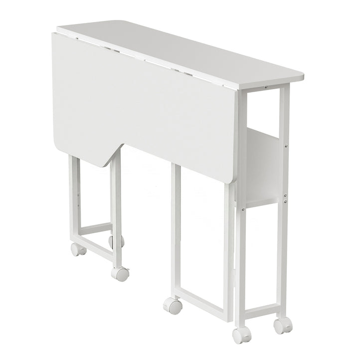 Scrivania/tavolino pieghevole Maclean, bianco, mobile, 100x73 cm, max. 50 kg, angolare, a forma di L, MC-126 L/W