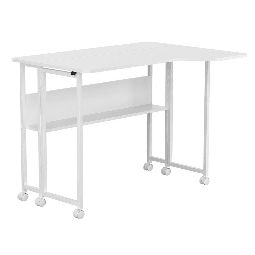 Scrivania/tavolino pieghevole Maclean, bianco, mobile, 100x73 cm, max. 50 kg, angolare, a forma di L, MC-126 L/W