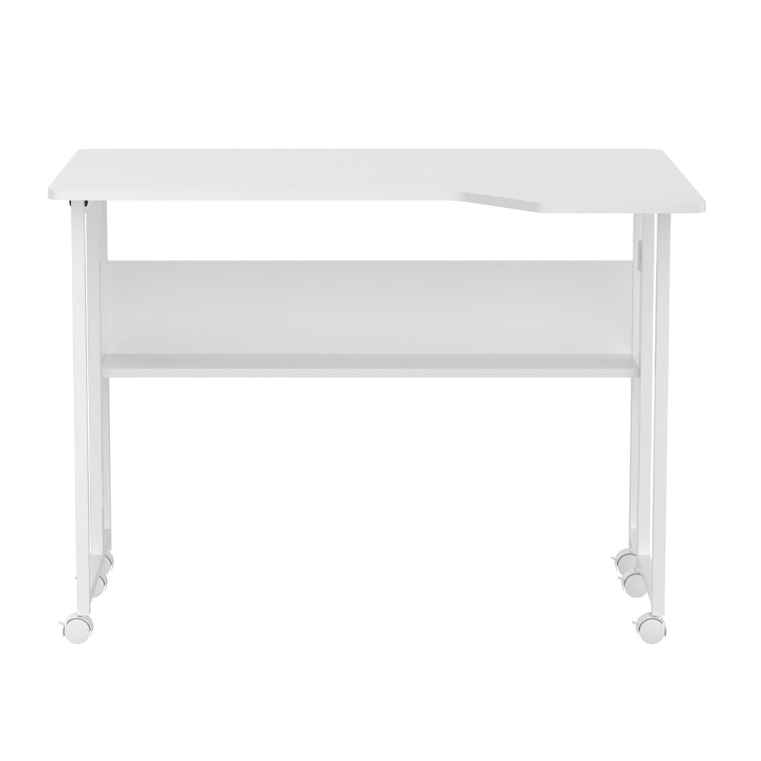 Scrivania/tavolino pieghevole Maclean, bianco, mobile, 100x73 cm, max. 50 kg, angolare, a forma di L, MC-126 L/W