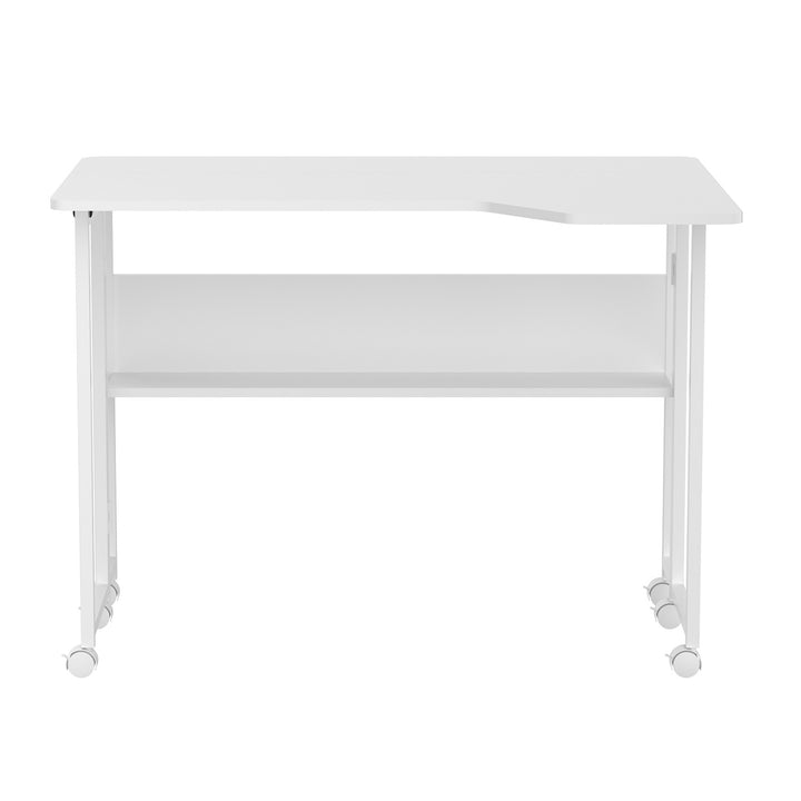 Scrivania/tavolino pieghevole Maclean, bianco, mobile, 100x73 cm, max. 50 kg, angolare, a forma di L, MC-126 L/W