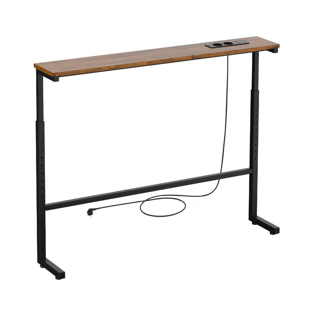 Console / tavolino con presa di ricarica Maclean, nero con piano rustico, regolazione in altezza 62-83 cm, max 25 kg, cavo da 2,5 m, MC-140 B