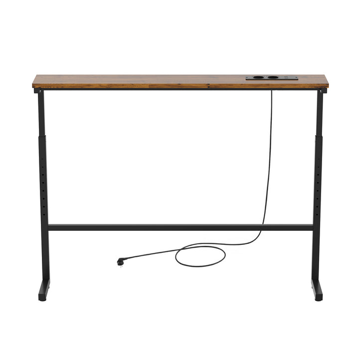 Console / tavolino con presa di ricarica Maclean, nero con piano rustico, regolazione in altezza 62-83 cm, max 25 kg, cavo da 2,5 m, MC-140 B