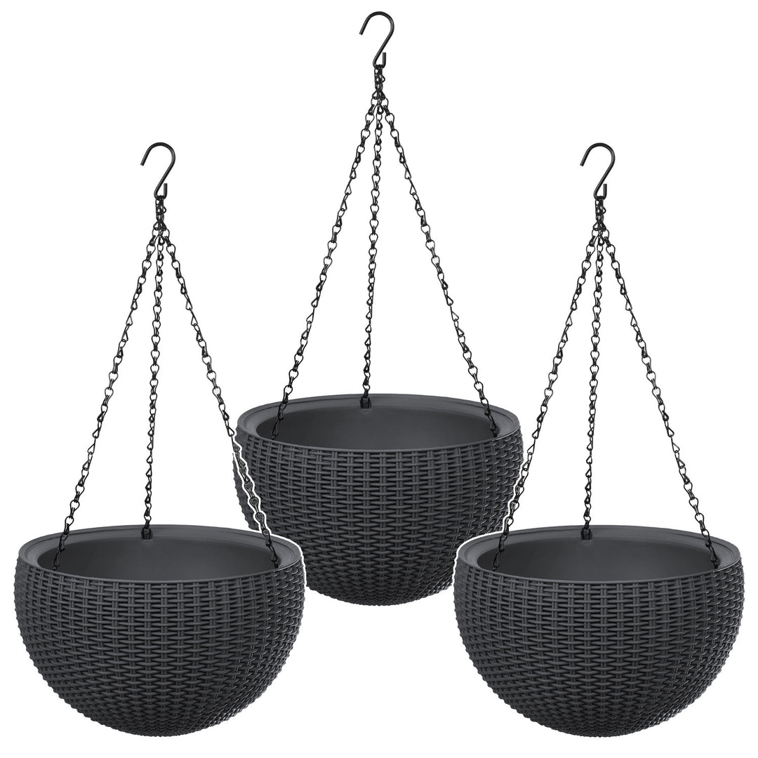 Vaso da appendere Keter Sphere Planter, colore antracite, 3 pezzi