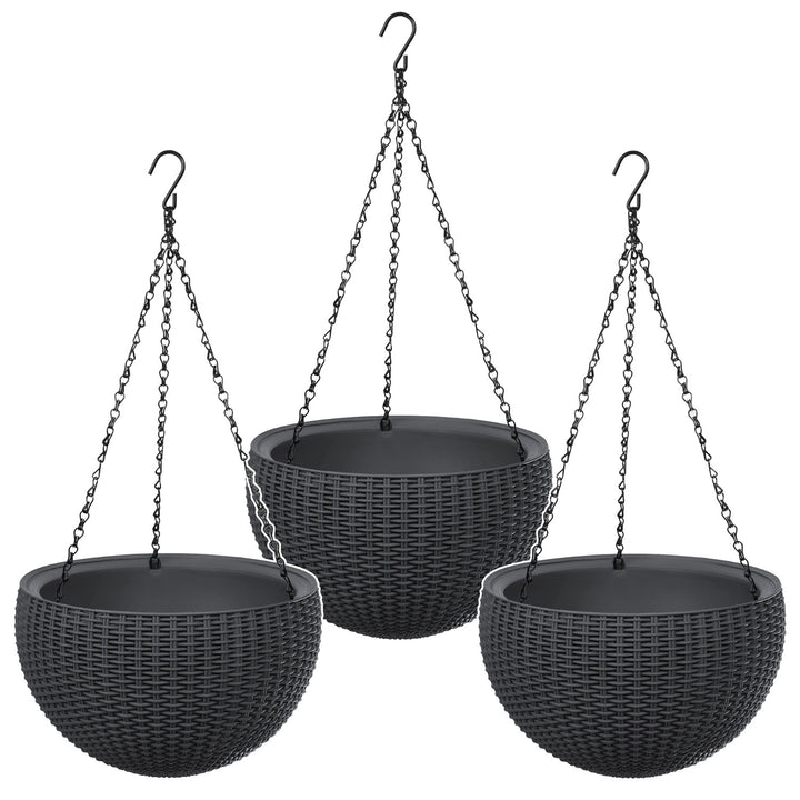 Vaso da appendere Keter Sphere Planter, colore antracite, 3 pezzi