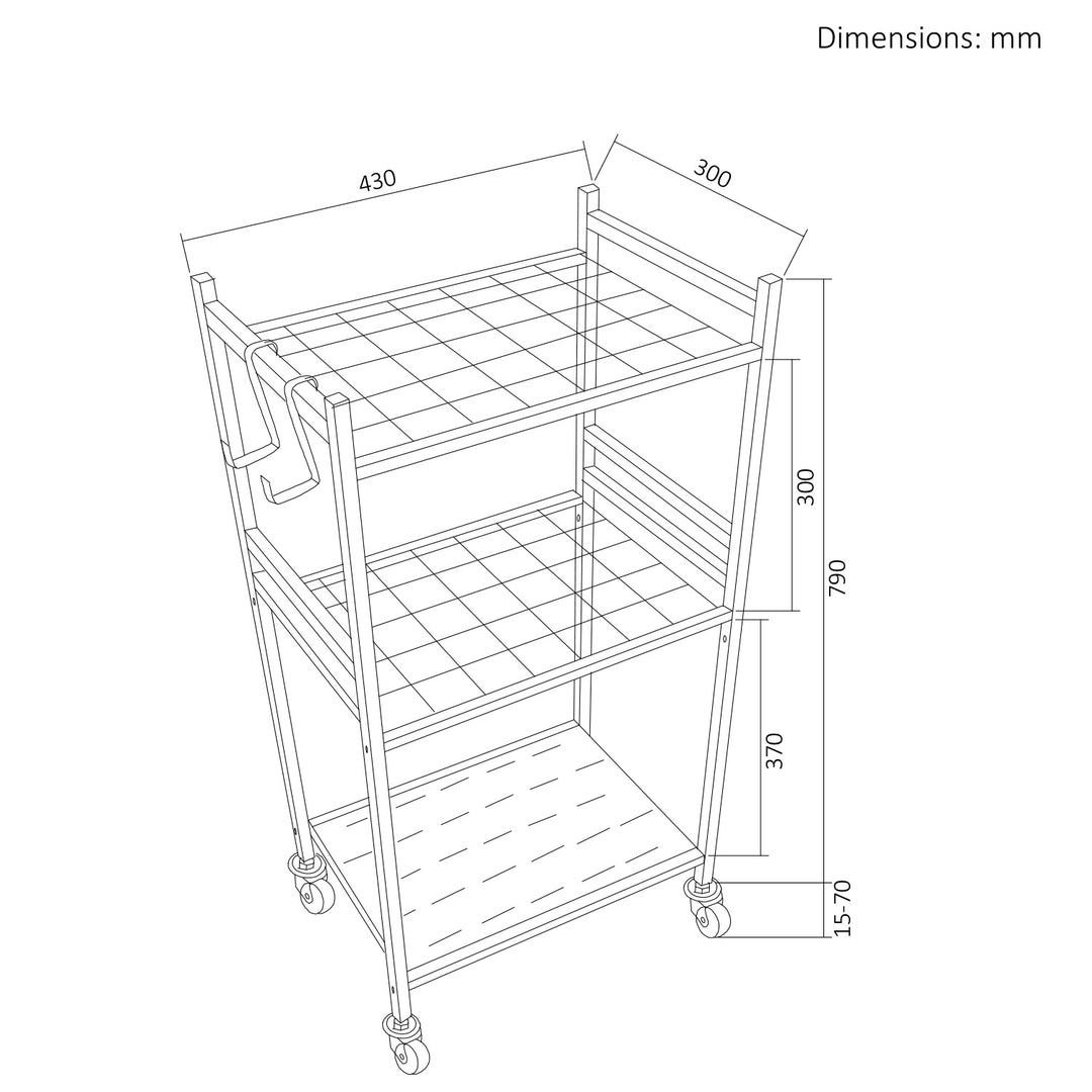 Portautensili da giardino mobile / carrello Maclean, nero, dimensioni 43x30x79 cm, max 20 kg, MC-138