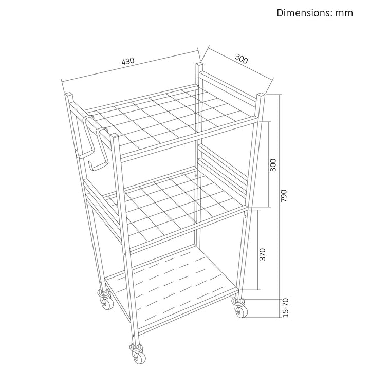 Portautensili da giardino mobile / carrello Maclean, nero, dimensioni 43x30x79 cm, max 20 kg, MC-138