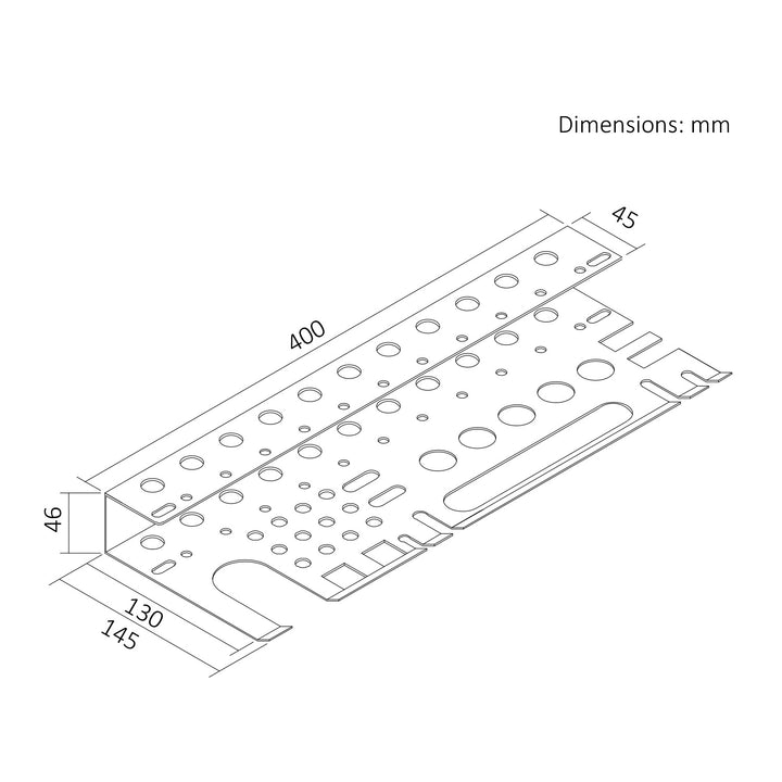 Organizer da parete / ripiano per attrezzi Maclean, nero, dimensioni 40x14,5x4,6 cm, max. 30 kg, MC-141