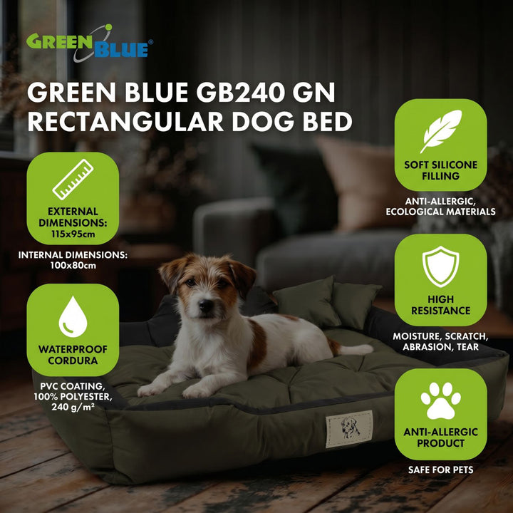 Cuccia GreenBlue, verde rettangolare, dimensioni esterne 115x95 cm, interne 100x80 cm GB240 GN