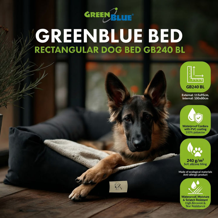 Cuccia GreenBlue, nera, rettangolare, dimensioni esterne 115x95 cm, interne 100x80 cm GB240 BL