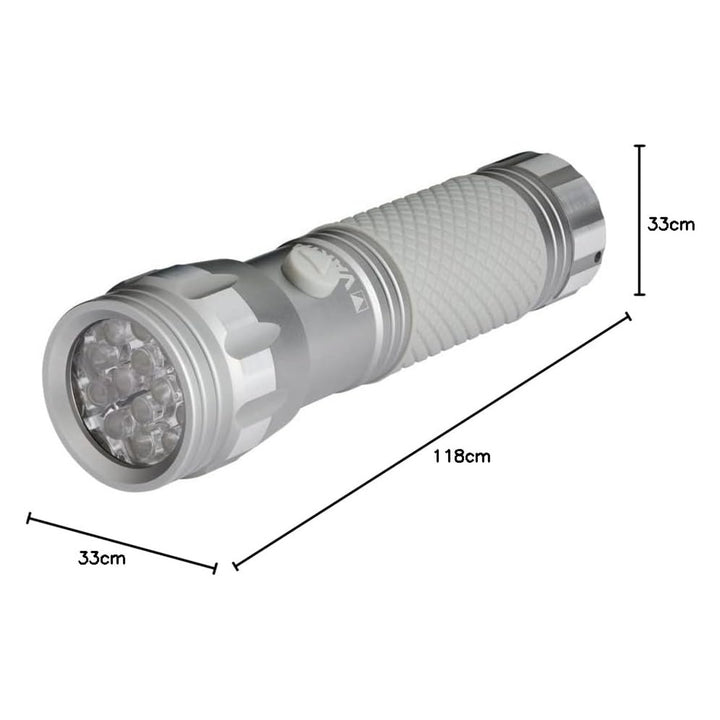 Torcia portatile UV a LED 15638 in alluminio, lunghezza d'onda UV 395-400 nm, tecnologia Multi LED + batterie Varta incluse