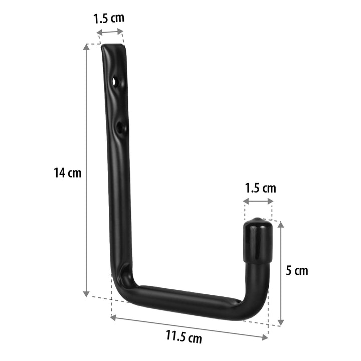 Set di 4 ganci da parete Maclean, per pneumatici, ruote, scale, biciclette, in acciaio, carico massimo 22 kg per gancio, MC-488