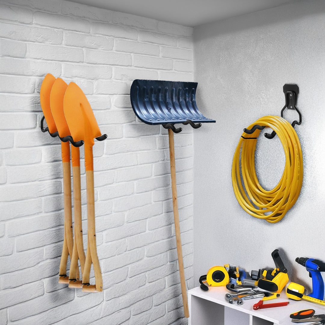 Supporto da parete Maclean, per attrezzi, ruote, scale, biciclette, in acciaio, carico massimo 30 kg, MC-486, 3 pezzi