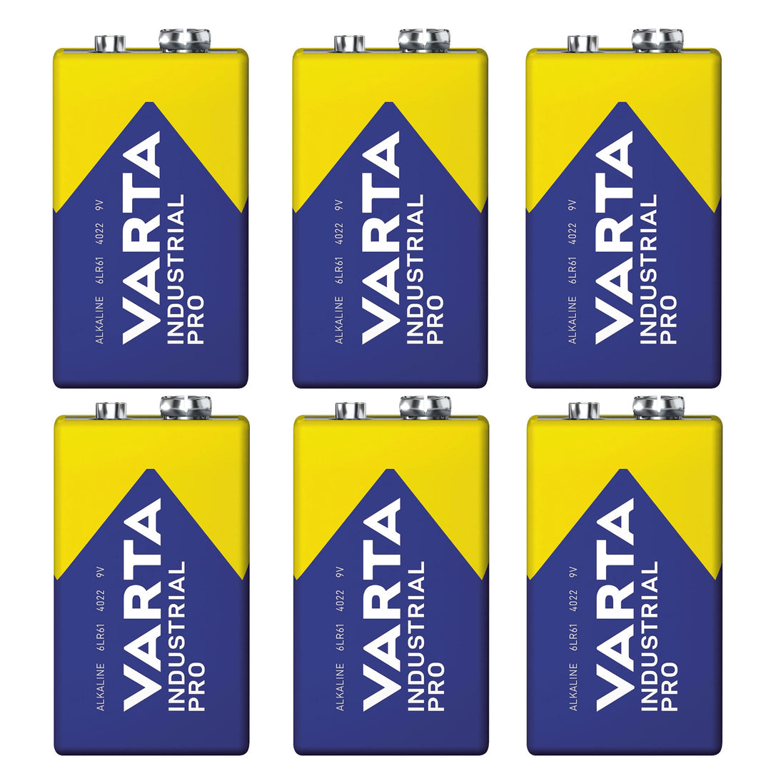 6 batterie R9V R-9 6LR61 9V R-9 alcaline Varta Industrial Pro