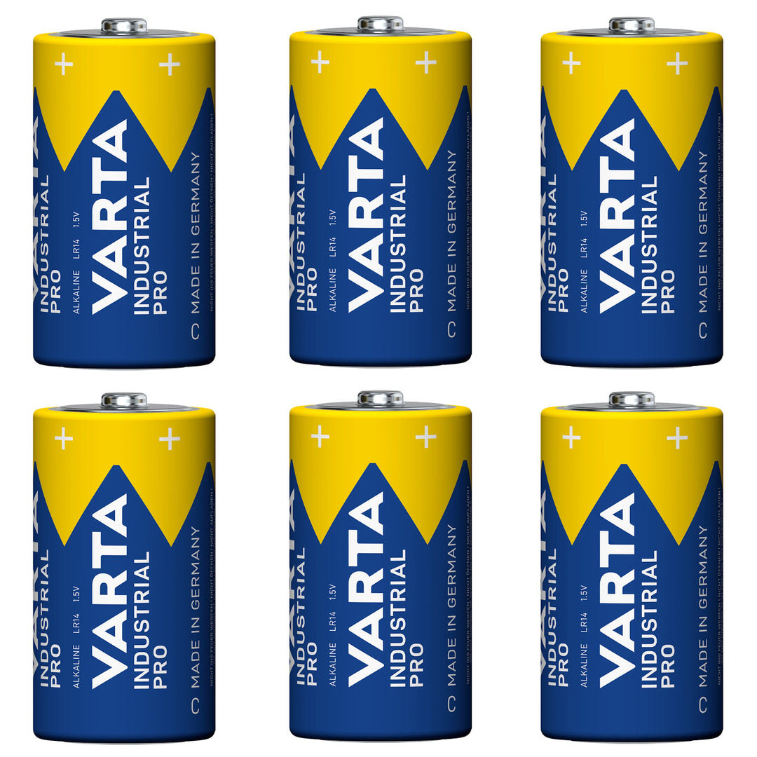 6 batterie R-14 LR14 C da 1,5 V alcaline Varta Industrial Pro