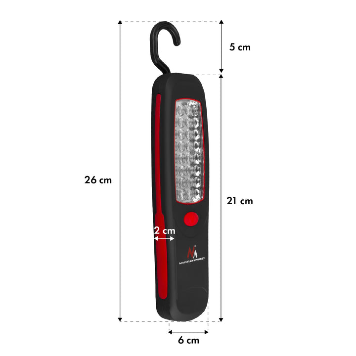 2 lampade da officina Maclean a 24 LED, con magnete e gancio, MCE03 + 6 batterie R-06 R06 AA LR06 da 1,5 V VARTA Longlife Power
