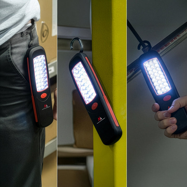 2 lampade da officina Maclean a 24 LED, con magnete e gancio, MCE03 + 6 batterie R-06 R06 AA LR06 da 1,5 V VARTA Longlife Power