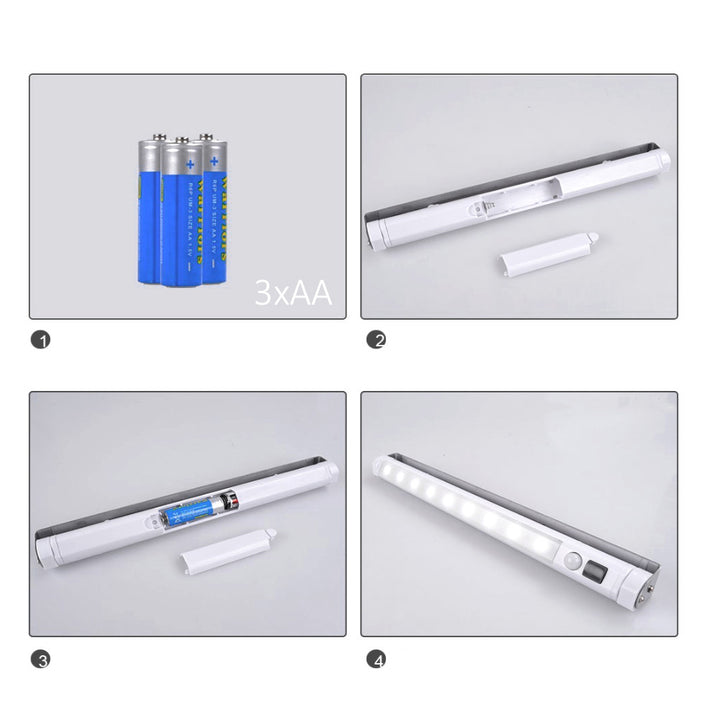 2 lampade da cucina a LED Maclean, da incasso sotto pensile, 9 SMD, a batterie, sensore PIR on/off, MCE166 + 6 batterie R-06 R06 AA LR06 1,5 V VARTA Longlife Power