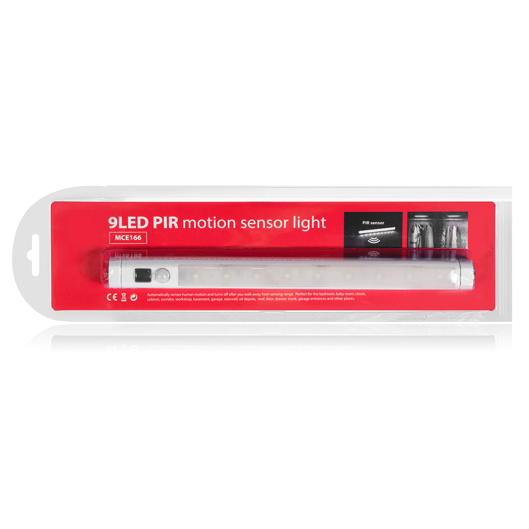 2 lampade da cucina a LED Maclean, da incasso sotto pensile, 9 SMD, a batterie, sensore PIR on/off, MCE166 + 6 batterie R-06 R06 AA LR06 1,5 V VARTA Longlife Power