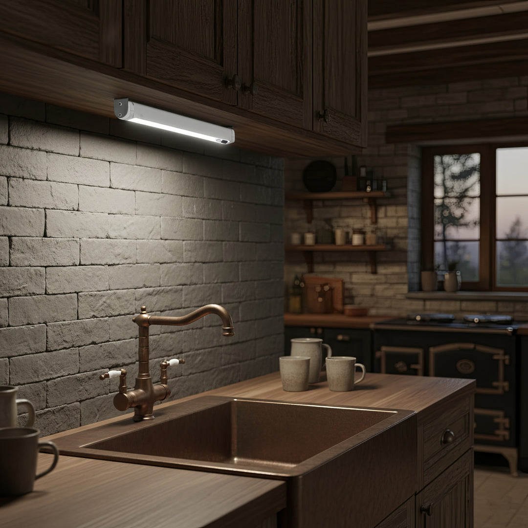 2 lampade da cucina a LED Maclean, da incasso sotto pensile, 9 SMD, a batterie, sensore PIR on/off, MCE166 + 6 batterie R-06 R06 AA LR06 1,5 V VARTA Longlife Power