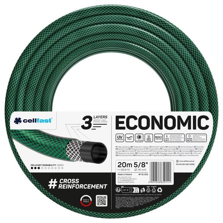 Tubo da giardino Cellfast, a 3 strati, con treccia incrociata in poliestere, 5/8" 20 m, Economic