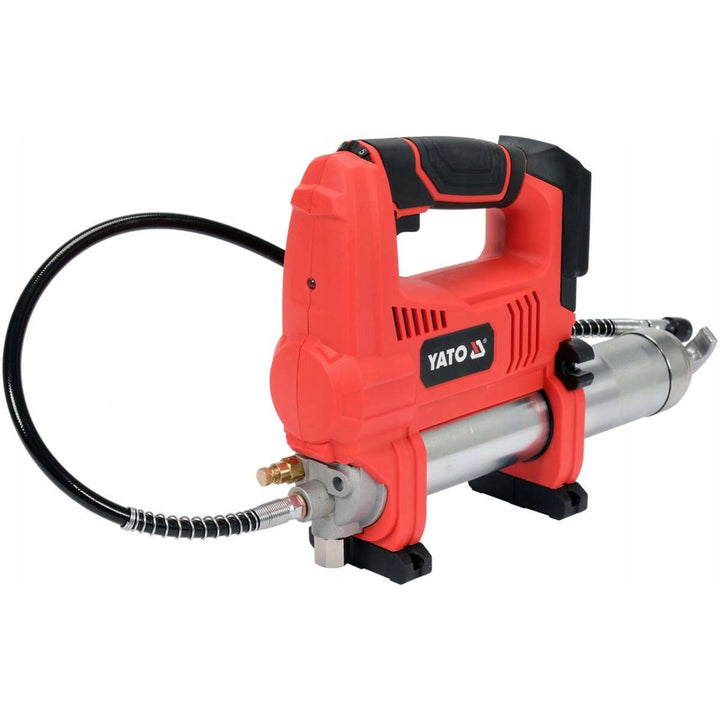 Lubrificatore a batteria Yato, con caricabatterie e batteria da 3 Ah inclusi, pressione 620 bar, illuminazione di lavoro a LED integrata, elevata potenza e portata di 284 g/min, YT-07020