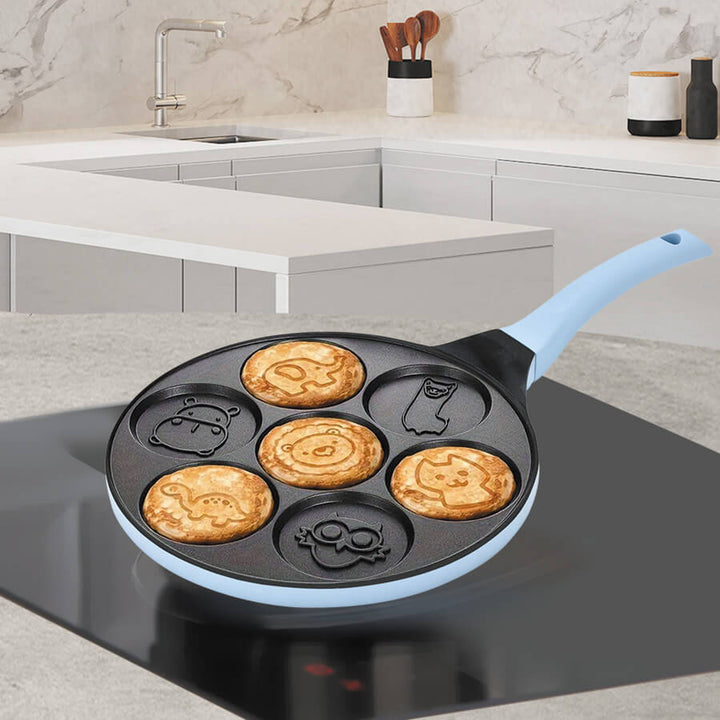 Padella per pancake Maestro, motivo con animaletti, diametro 26 cm, rivestimento antiaderente, manico in silicone, compatibile con tutti i tipi di fornelli, MR-1222-C
