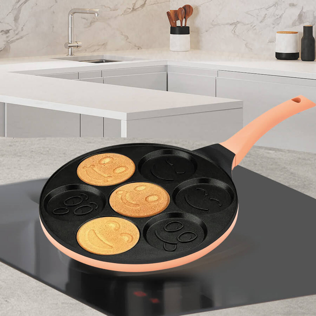 Padella per pancake Maestro, motivo emoji, diametro 26 cm, rivestimento antiaderente, manico in silicone, compatibile con tutti i tipi di fornelli, MR-1222-B