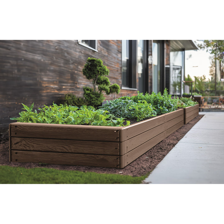 Bordura da giardino Prosperplast Base Woody, 149x75 cm, resistente alle intemperie, struttura modulare, colore marrone, IBWR-7587U